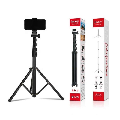 Picture of mary MT39 61inch Heavy Duty Aluminum Extendable Cell Phone Tripod Stand Selfie Stick Tripod with phone clip