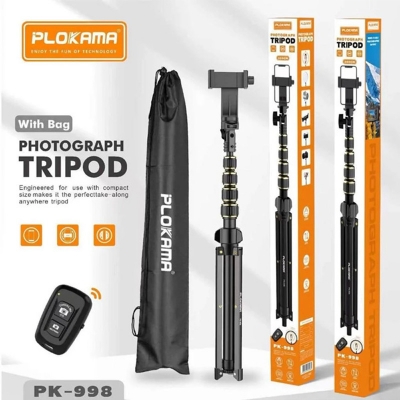 Picture of Plokama PK-998 Photograph Tripod & Selfie Stick Multiple Device Usage Height Adjut Stable and Linshakable with Remote (200CM)
