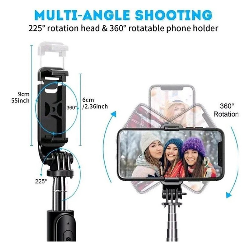 Picture of Q07/N08 Selfie Stick with Tripod Stand, Bluetooth Extendable Tripod for Mobile Phone, 3-in-1Multifunctional Selfie Stick All Phones sELFIE Tripod