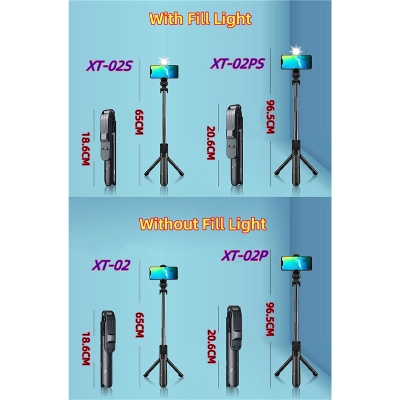 Picture of XT-02 XT02P Bluetooth Wireless Remote Selfie Stick Holder Extendable Foldable Handheld Monopod Selfie Stick with Tripod Stand
