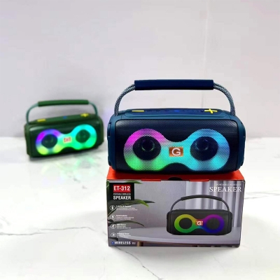 Picture of ET-312 RGB Party Speaker Double Horn Mini Outdoor Portable Wireless Bluetooth Rechargeable Speaker With Coloured Lights DJ Sound