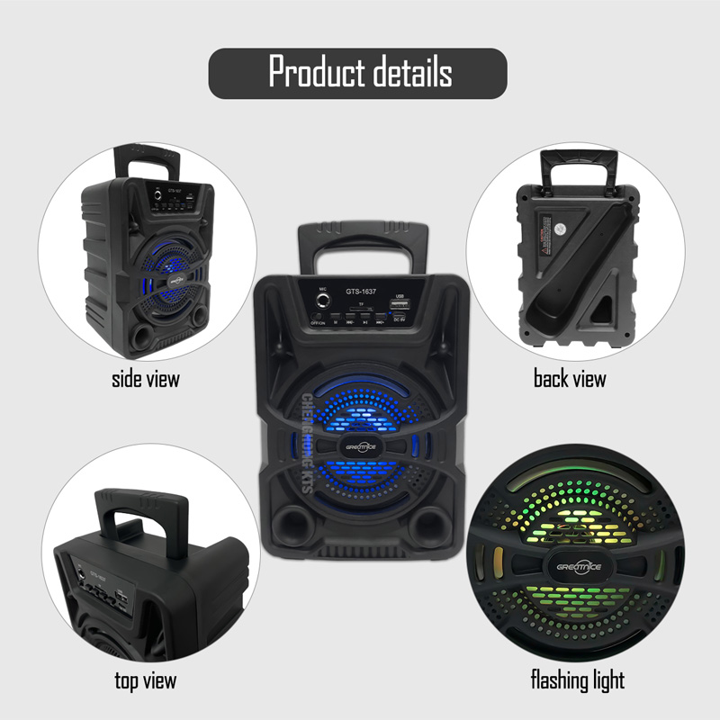 Picture of GTS Speaker GTS-1637 bt speaker portable 4 inch wireless outdoor speaker karaoke with wired microphone