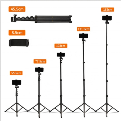 Picture of mary MT39 61inch Heavy Duty Aluminum Extendable Cell Phone Tripod Stand Selfie Stick Tripod with phone clip