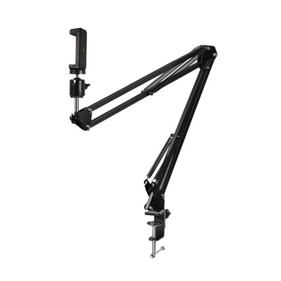 Picture of Overhead Video Stand Phone Holder Articulating Arm Tab Mount Boom Arm Articulating Tablet Phone Holder for Streaming Phone Baking Crafting Tripod