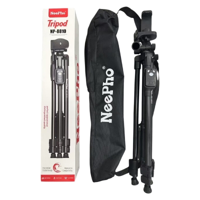 Picture of NEEPHOO 8810 Aluminum Alloy Tripod for Mobile and Camera Stand with Non-silp Rubber Feet 3-section Center Column - Black