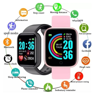 Picture of D20 Pro Smart Watch Y68 Bluetooth Fitness Tracker Sports Watch Heart Rate Monitor Blood Pressure Smart Bracelet for Android IOS