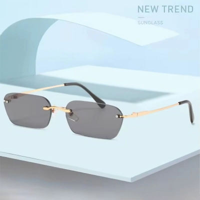 Picture of New Unisex Fashion Sunglasses Frameless  Trendy Cut Edge Jelly Color Sunglasses Women Men