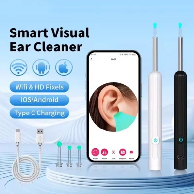 Picture of Smart Visual Ear Cleaner earpick NE series High Precision Ear Wax Removal Tool with Camera LED Light Wireless Otoscope Smart Ear Cleaning Kit (8pcs combo)