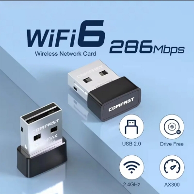 Picture of COMFAST Mini USB WIFI6 Adapter Network Card WI-FI Dongle 2.4GHz 802.11AX Signal Reception for PC Laptop Win 7/10/11 Free WI-FI4 Drive