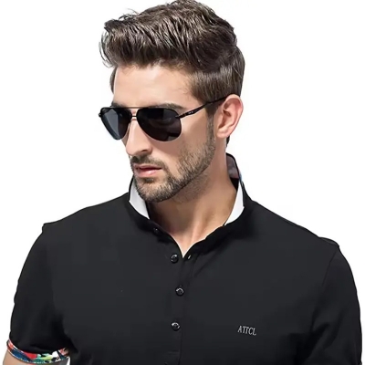 Picture of Men Polarized Sunglasses Men Brand Design Sunglasses Aluminum Leg Mirror Lens Sunglasses for Men/women