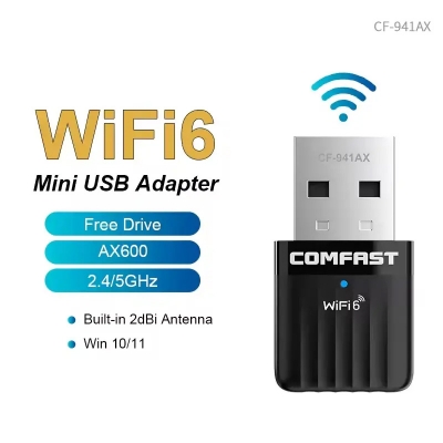 Picture of Comfast AX600 USB WiFi 6 Adapter 5G + 2.4GHz Network Card Dongle 802.11AX Antenna for PC Signal Reception for Laptop Win 10 11