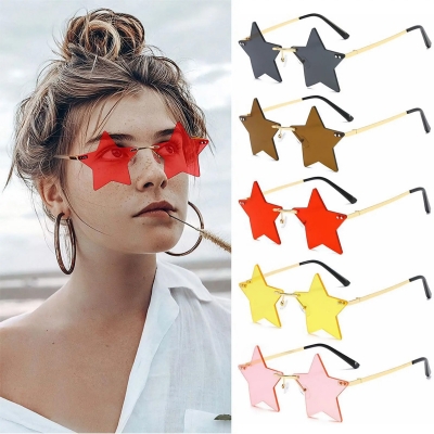 Picture of New Fashion Rimless Star Shape Sunglasses Party Glasses Funny Pentagram Eyewear DIY Decoration Eyeglasses