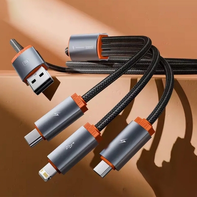 Picture of Toocki 3 in 1 USB Cable Data Wire Micro USB Type C Lighting Charging Cable for iPhone Samsung Xiaomi Huawei OPPO Oneplus POCO