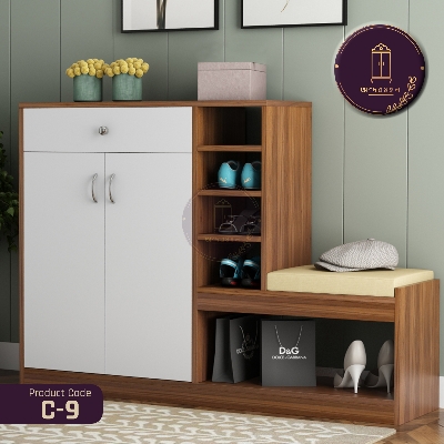 Picture of Andormahal Shoe Reck with Sitting space with Foam Made of MDF (4.5ft by 3.5ft by 1ft)