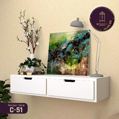 Picture of Andormahal Wall Mounted Showpiece Shelf with Drawer ( Made of Melamaine Laminated Board)(2.5ft by 1ft by 1ft)