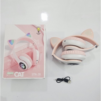 Picture of SNT28 Cat Bluetooth Headphone With LED Light Pink