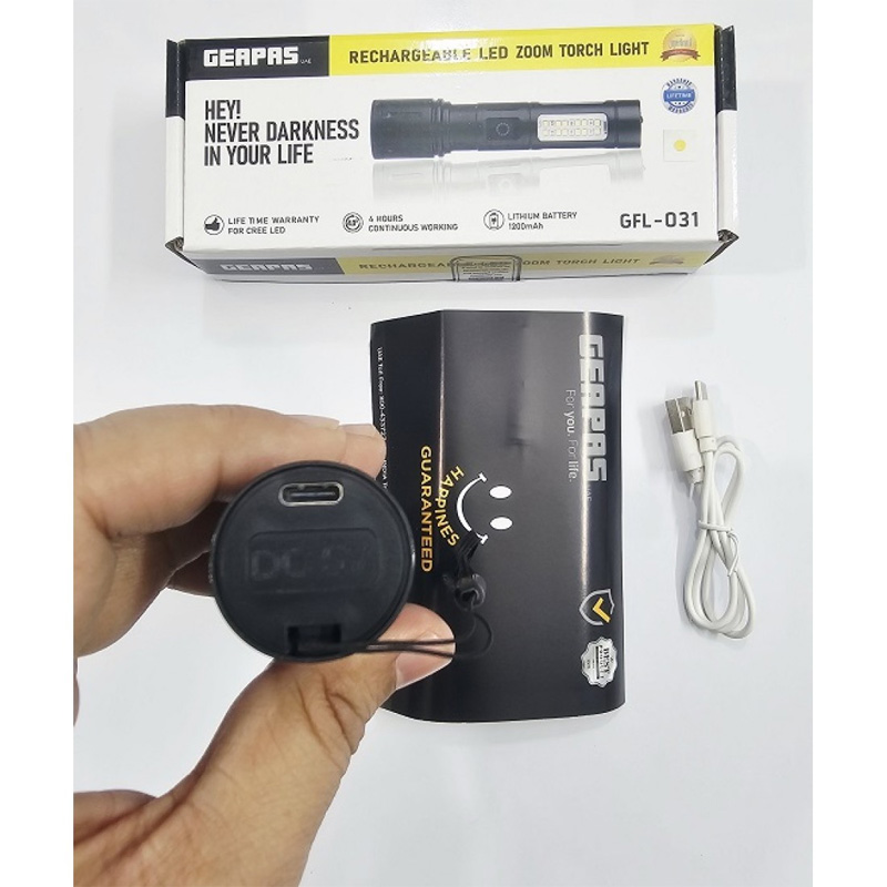 Picture of Geapas GFL-031 LED Zoom Torch Light Flashlight COB