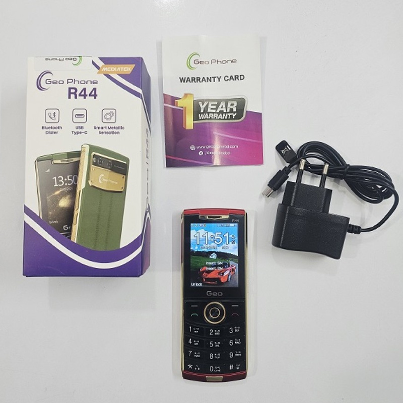 Picture of Geo R44 Button Phone Leather Style Red