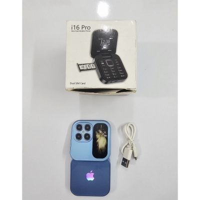 Picture of i17 Mini Folding Phone Dual SIM FM Radio Blue
