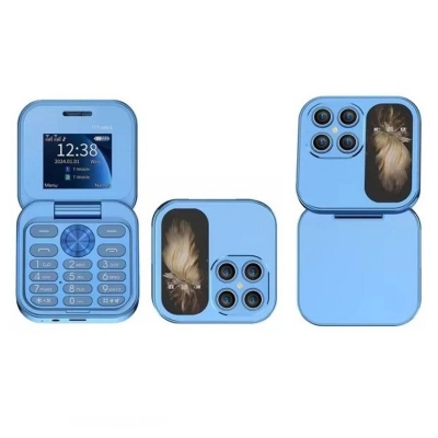 Picture of i17 Mini Folding Phone Dual SIM FM Radio Blue