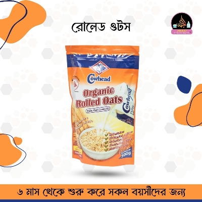 Picture of Cowhead Organic Rolled Oats 500g - High Fiber, Whole Grain, Non-GMO, Ready-to-Eat Breakfast