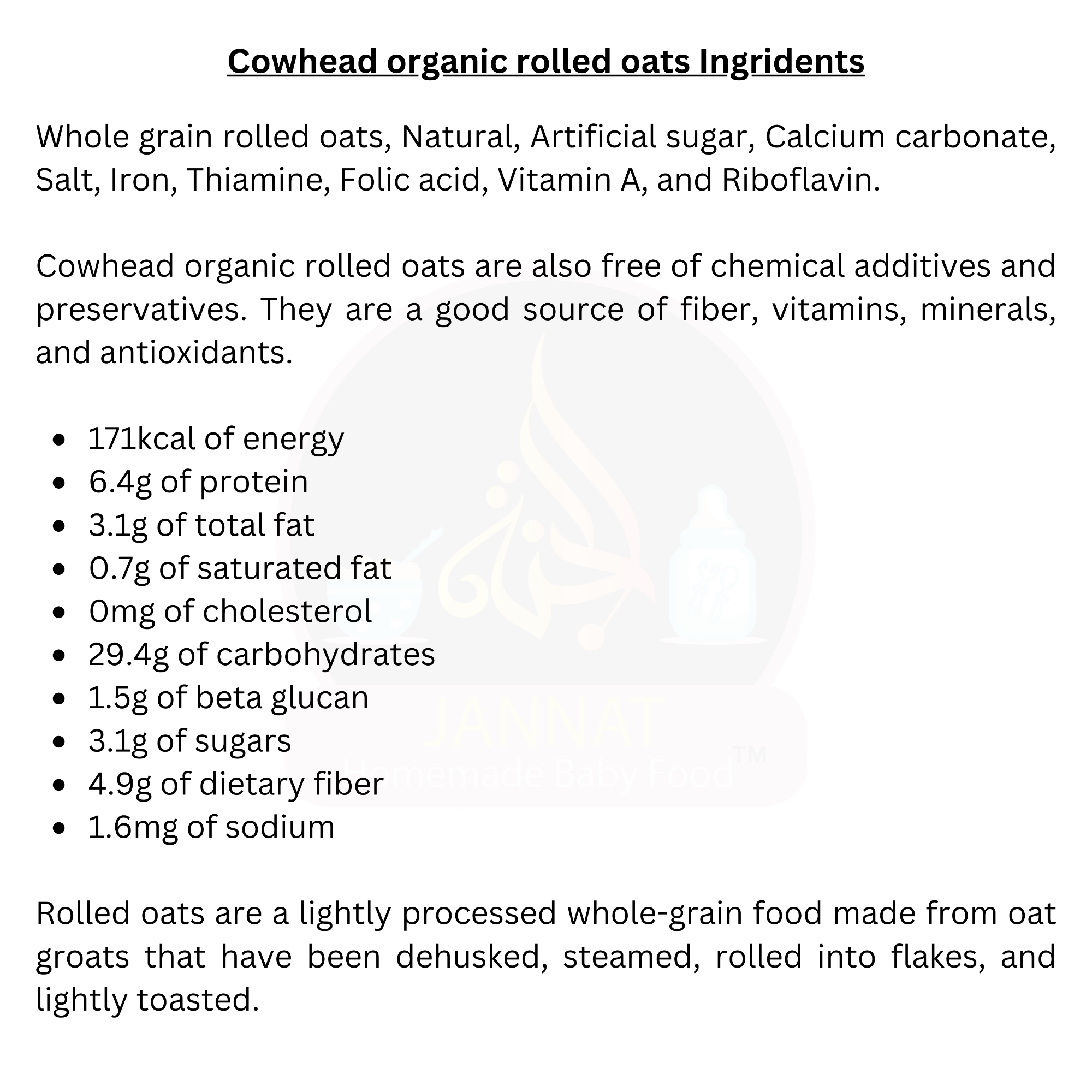 Picture of Cowhead Organic Rolled Oats 500g - High Fiber, Whole Grain, Non-GMO, Ready-to-Eat Breakfast