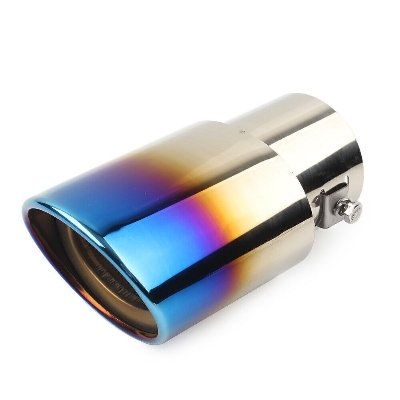 Picture of Car Exhaust Tail End Pipe Universal Car Exhaust Muffler Tip Round Stainless Steel Car Tail Rear Round Exhaust Pipe Tail Muffler Tip Pipe Inlet 63mm (Color : Baked blue straight)