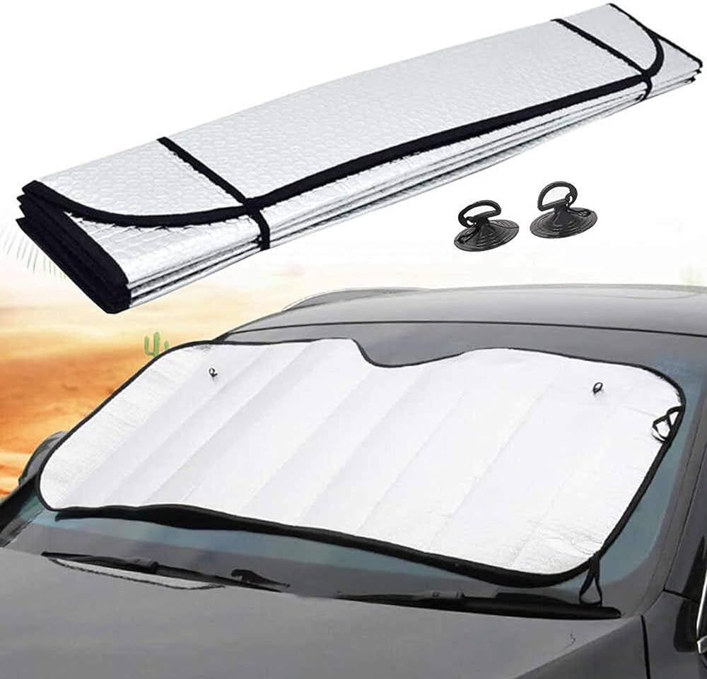 Picture of Windshield Sun Shade UV Rays Sun Visor Shade,Auto Front Windshield Sunshade Car Folded Sun Shield Shade, Keeps Vehicle Cool-Size 130 x 60 cm
