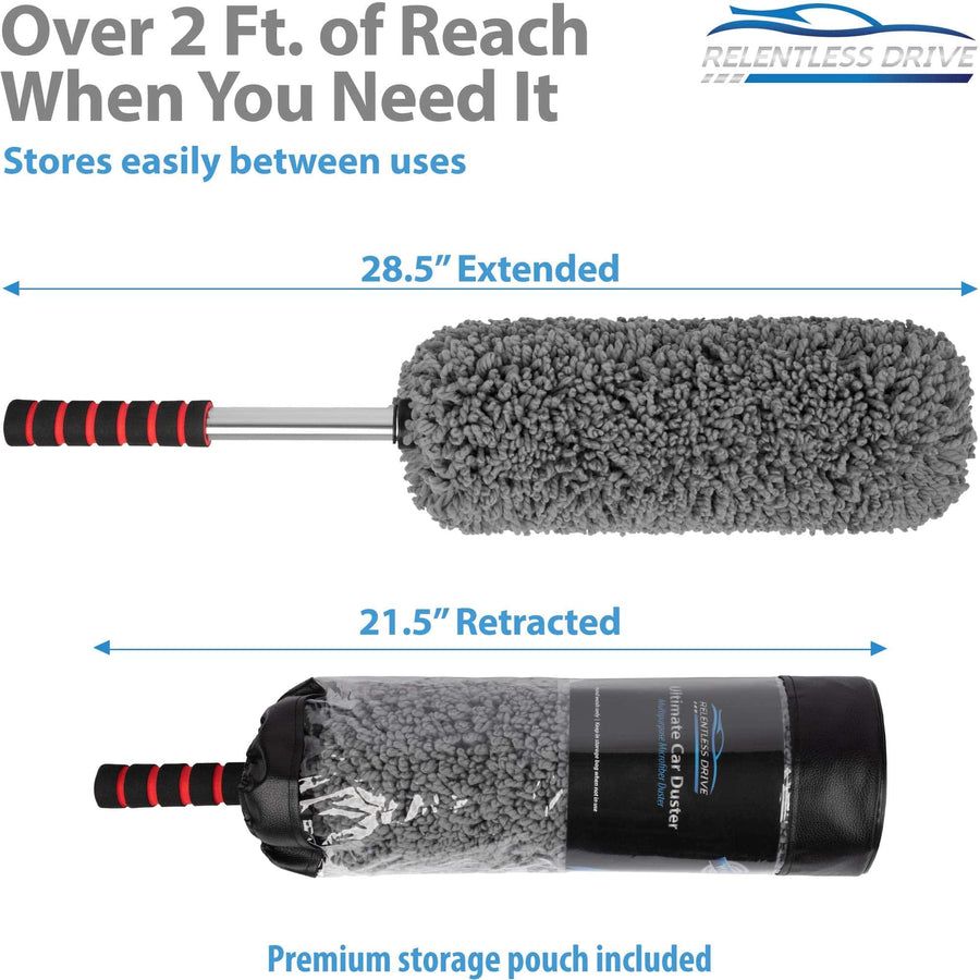 Picture of Relentless Drive Car Duster Exterior Scratch Free - Premium Microfiber Duster for Car - Long Secure Extendable Handle, Removes Pollen, Dust & Lint - Large Duster for Car, Truck, SUV, RV & Motorcycle