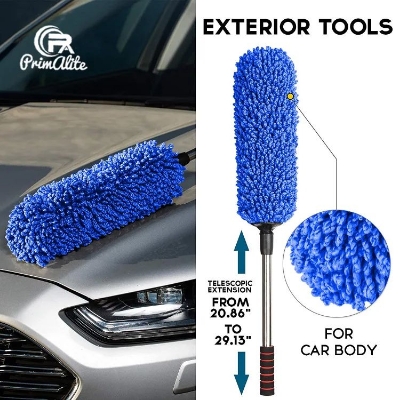 Picture of Car Cleaning Duster, Ultra Soft Microfiber Brush- Extendable Telescoping Handle Tool, Interior Exterior Multipurpose Smooth Cleaner for Car Office Home Use with Storage Bag, Lint Free- Blue