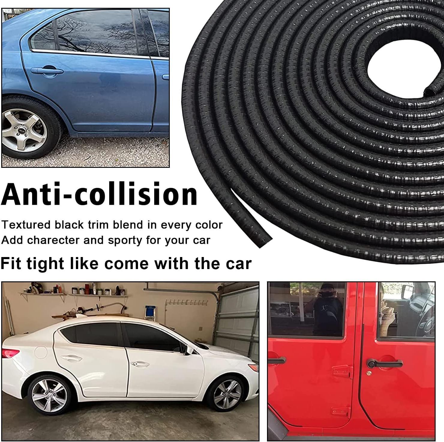 Picture of 5M Car Door Edge Protector, Car Door Edge Guards Universal U Shape Rubber Seal Edging Car Door Seal Trim Protector Car Door Guard Strip Fit for Most Car (Black)