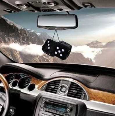 Picture of Car Hanging Air Freshener Dice Pendant Rear View Mirror Charms Hanging Suspension Ornaments Decoration Auto Interior - 2 Pcs Black