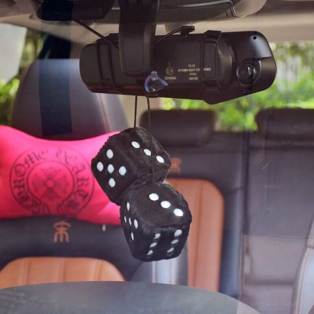 Picture of Car Hanging Air Freshener Dice Pendant Rear View Mirror Charms Hanging Suspension Ornaments Decoration Auto Interior - 2 Pcs Black