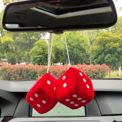 Picture of Car Hanging Air Freshener Dice Pendant Rear View Mirror Charms Hanging Suspension Ornaments Decoration Auto Interior - 2 Pcs Red