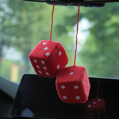 Picture of Car Hanging Air Freshener Dice Pendant Rear View Mirror Charms Hanging Suspension Ornaments Decoration Auto Interior - 2 Pcs Red