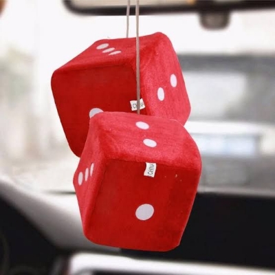 Picture of Car Hanging Air Freshener Dice Pendant Rear View Mirror Charms Hanging Suspension Ornaments Decoration Auto Interior - 2 Pcs Red
