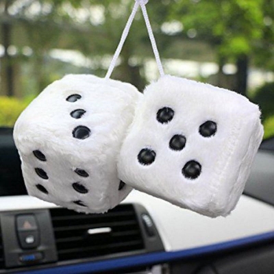 Picture of Car Hanging Air Freshener Dice Pendant Rear View Mirror Charms Hanging Suspension Ornaments Decoration Auto Interior - 2 Pcs White