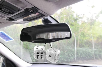 Picture of Car Hanging Air Freshener Dice Pendant Rear View Mirror Charms Hanging Suspension Ornaments Decoration Auto Interior - 2 Pcs White