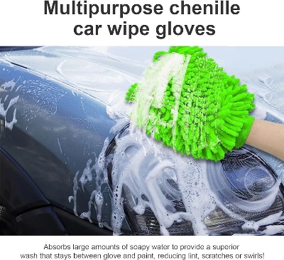 Picture of Premium Quality Microfiber Car/Bike Washing Gloves - Green