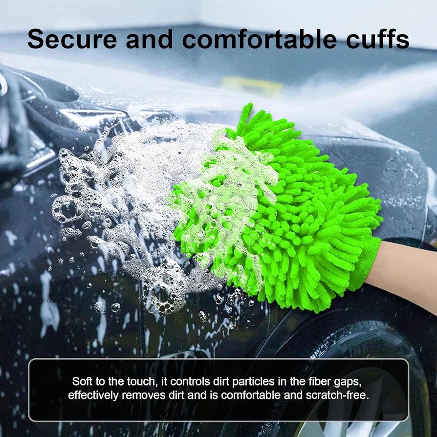 Picture of Premium Quality Microfiber Car/Bike Washing Gloves - Green