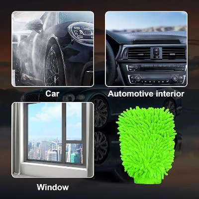 Picture of Premium Quality Microfiber Car/Bike Washing Gloves - Green