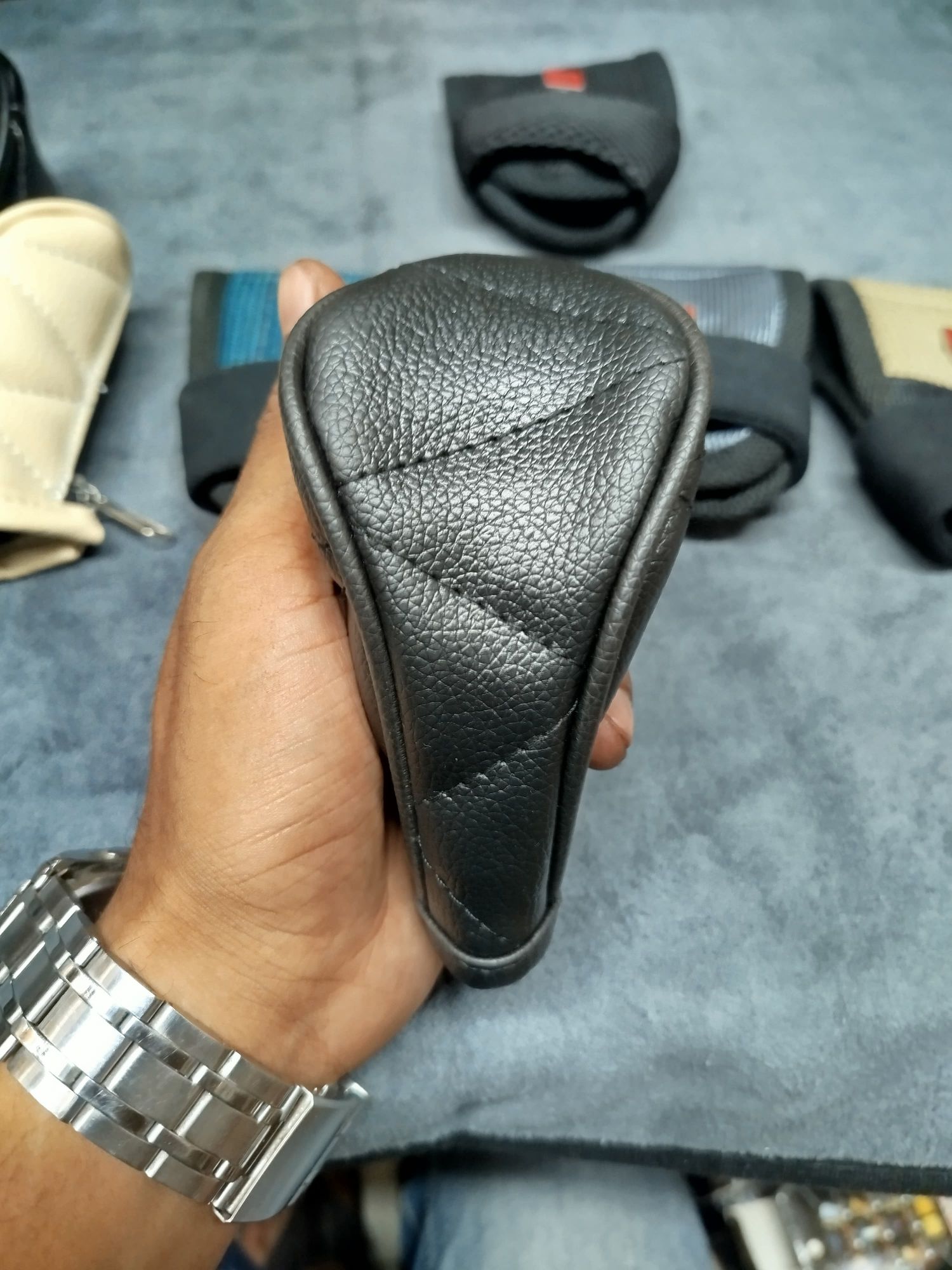 Picture of Car Gear Shift Knob Cover | Auto Leather Sponge Padded | Non Slip | Car Interior Accessory | Perfect Fit | Compatible with All Renault Models | Black