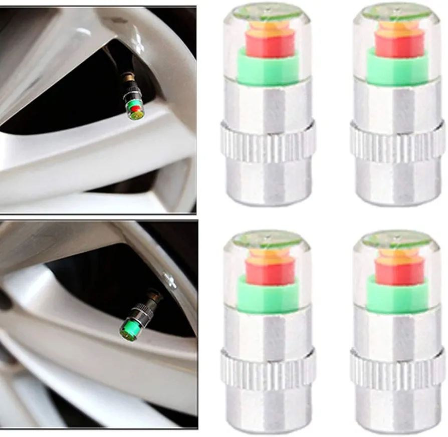 Picture of Car Valve Caps, 4pcs Car Tyre Pressure Gauge Display Alarm Monitoring Valve Cap Sensor Tyre Pressure Monitor