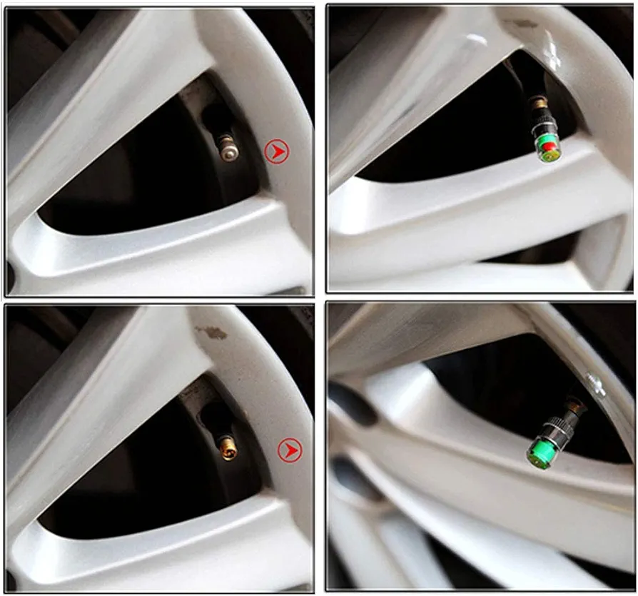 Picture of Car Valve Caps, 4pcs Car Tyre Pressure Gauge Display Alarm Monitoring Valve Cap Sensor Tyre Pressure Monitor