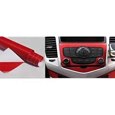 Picture of 5D Carbon Fiber Vinyl Car Diy Wrap Sheet Roll Film Sticker Decal - Red Color 10"/60"