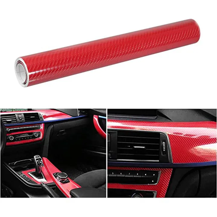 Picture of 5D Carbon Fiber Vinyl Car Diy Wrap Sheet Roll Film Sticker Decal - Red Color 10"/60"