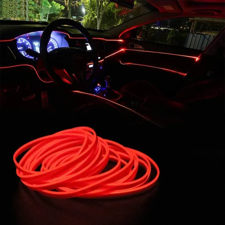 Picture of 3 Meters Car Dashboard Cold EL Wire Car Interior Light Ambient Neon Light for Cars - Red