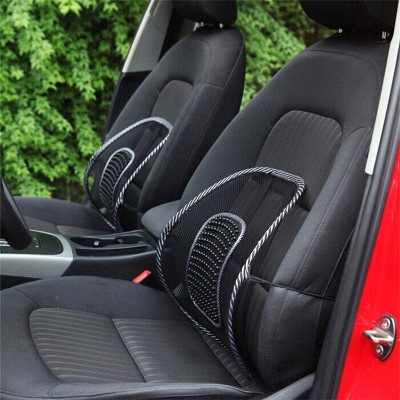 Picture of Car Seat Back Support Massage Design Black Mesh Lumbar Pads Ventilate Auto Seat Cushion Cool Office Chair Pad Wrist Protectors