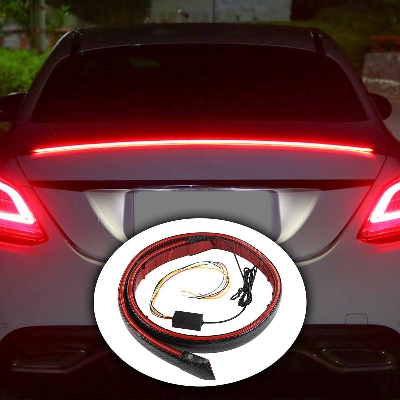 Picture of Universal Auto LED Tail Rear Spoiler Lip Kit Signal Lamps Car Trunk Strap Exterior Accessories Brake Light Fits Roof Wing
