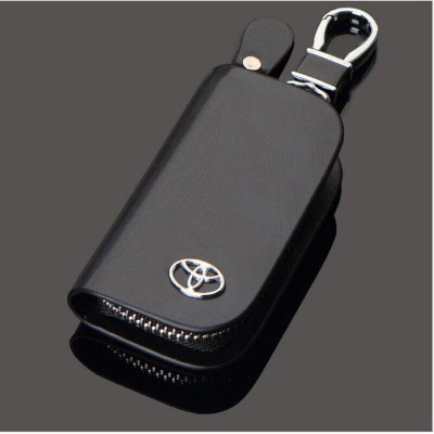 Picture of Leather Men & Women Car Key Cover Holder Keychain Key Chain Case Leather Key Wallet For Toyota Corolla Jazz Fit Avensis Reiz - Key Ring